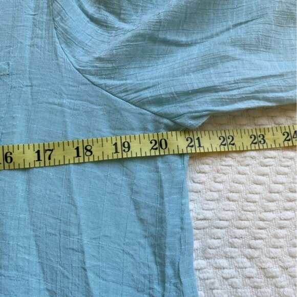 Ruby Rd Petite XL Light Blue Button-Down Blouse W/ Roll-Tab Sleeves - Picture 6 of 8